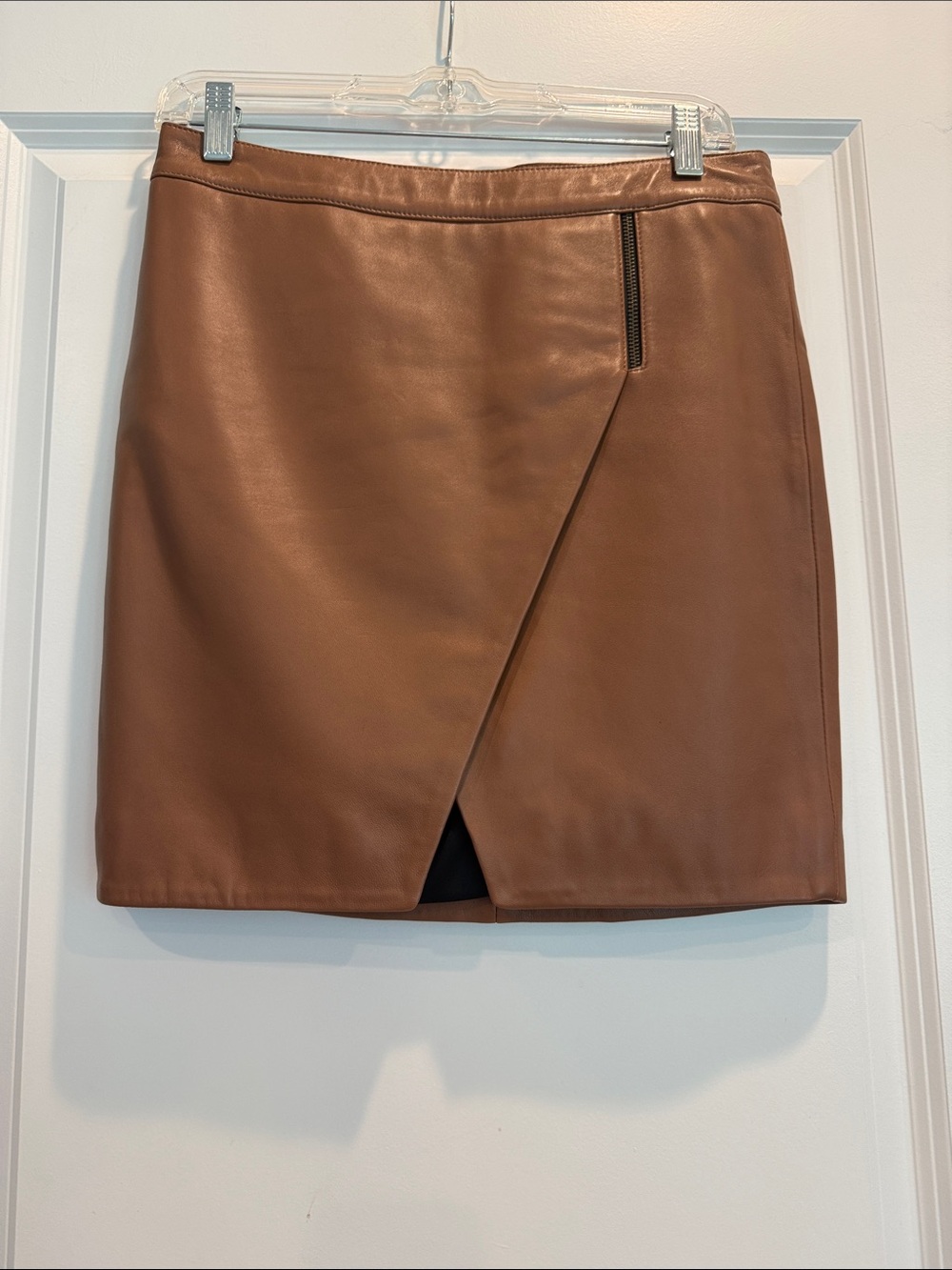 Mason Wrap-Effect Lambskin Leather Mini Skirt